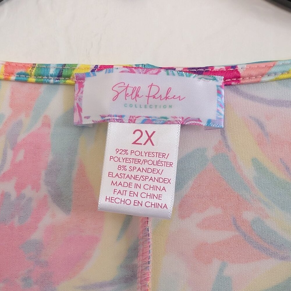 STELLA PARKER Collection Dress 2X Floral Multicolor Sleeveless Travel Pullover - Picture 7 of 9